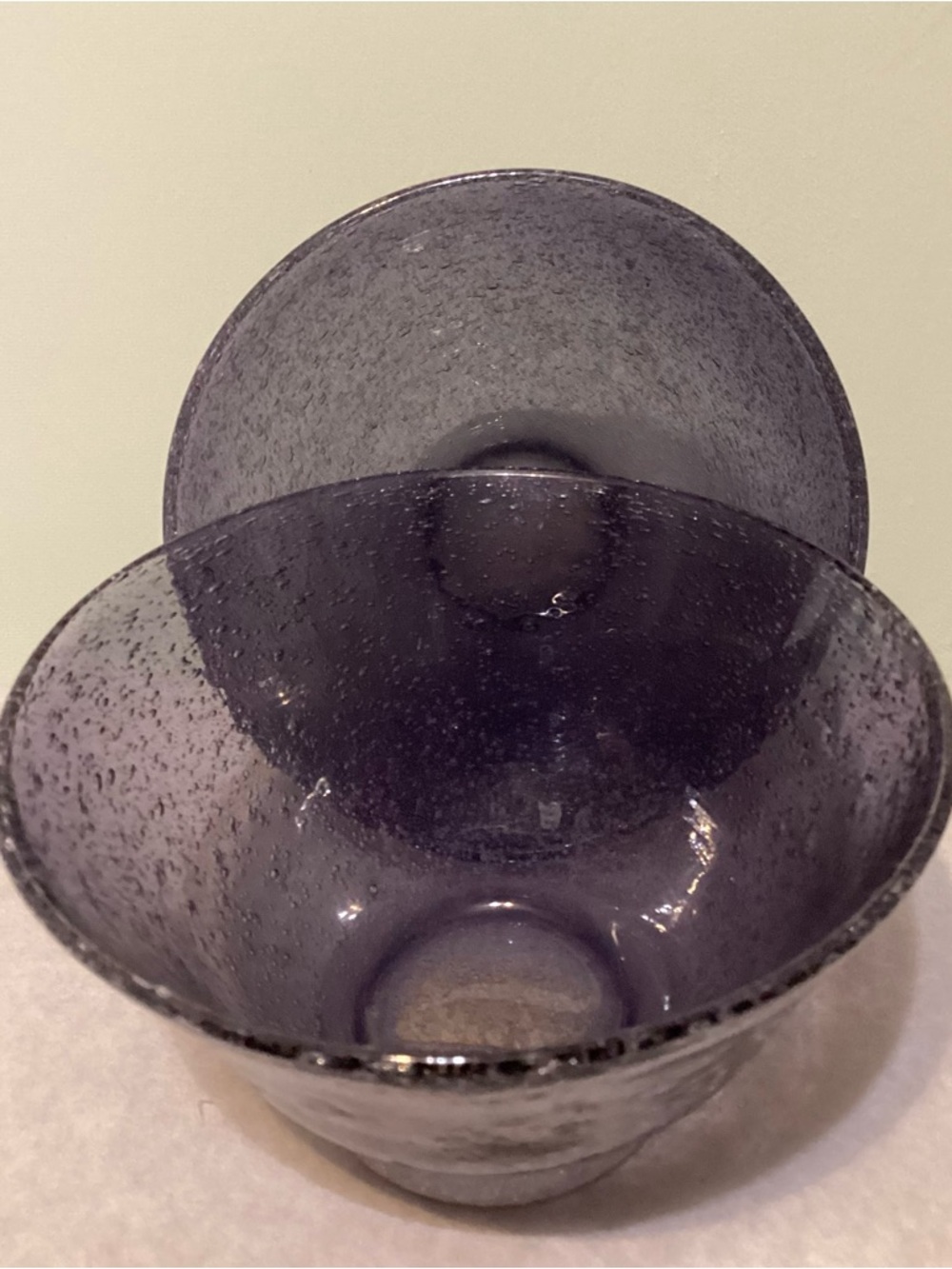 Two Vintage Purple Tozai Home Hand Made Bubble Bowls